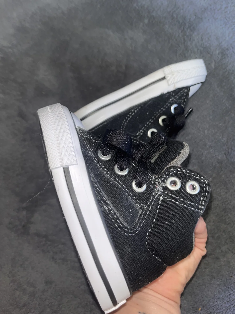 Converse All Star Kids' Black High-Top Sneakers Sz 4 Thick Laces